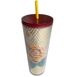 Starbucks Metallic Gold Quilted Rose Floral Venti 24 Ounce Tumbler Fall 2020